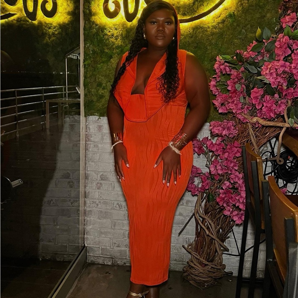 SHEIN Vibrant Orange Midi Dress